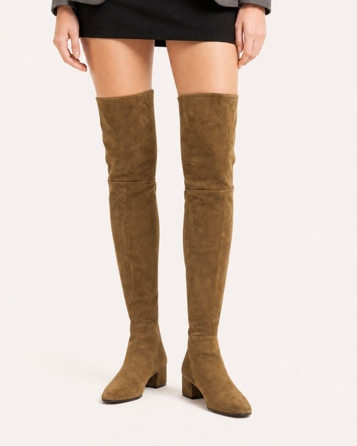 Round Toe 4cm Low Heel Over-the-Knee Suede Boots – view 18