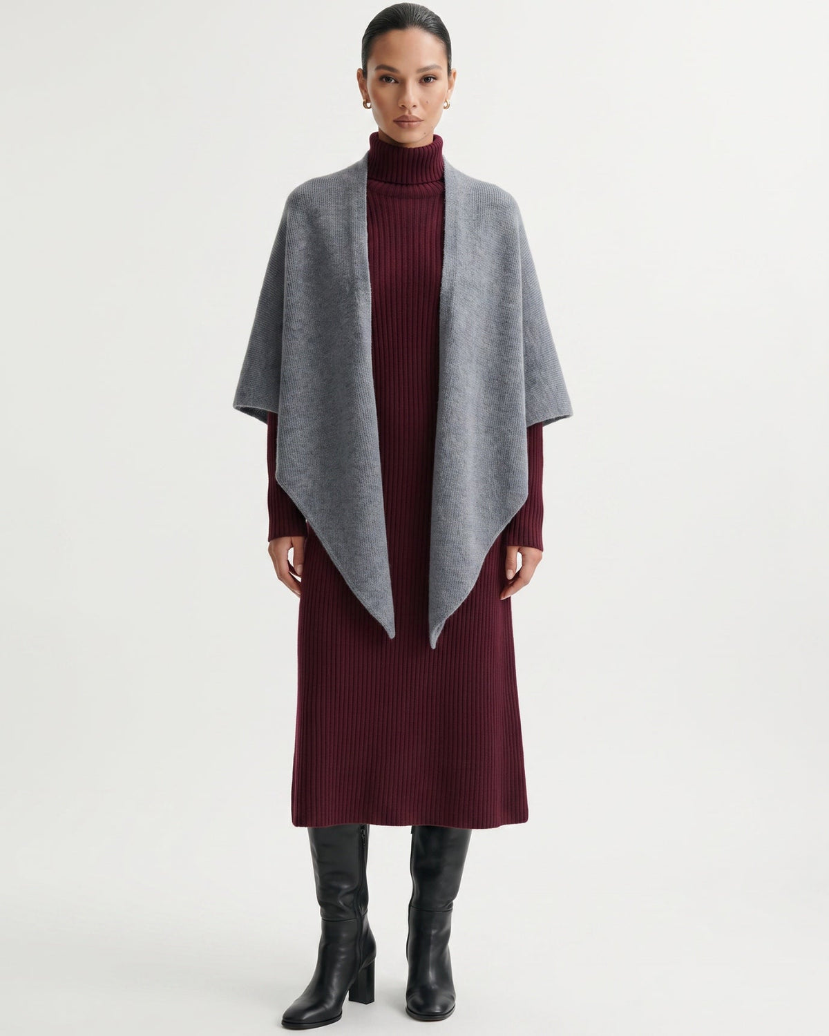 Kira Cashmere Thickened Knit Triangle Shawl Wrap – view 12