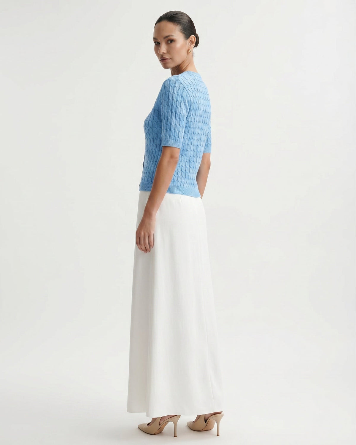 Slim Fit Short Sleeve Cropped Knitted Cardigan