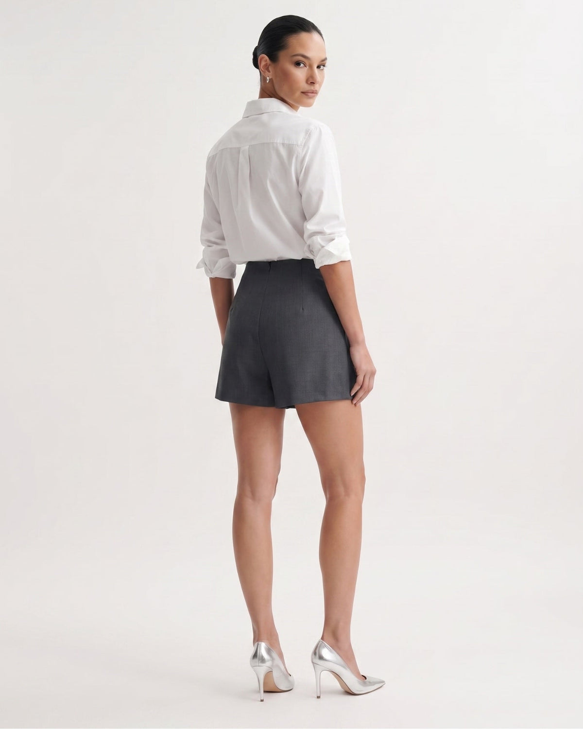 Cira High Waisted A-Line Suit Shorts with Relaxed Thigh