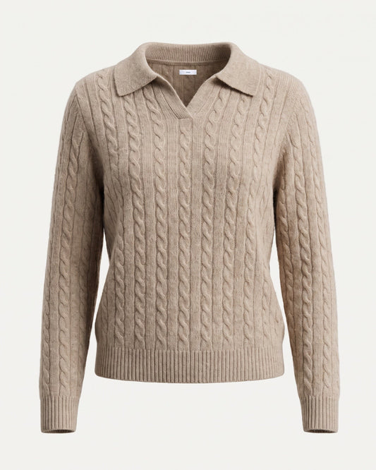 Kira Lightweight Cashmere Polo Collar Ribbed Jumper