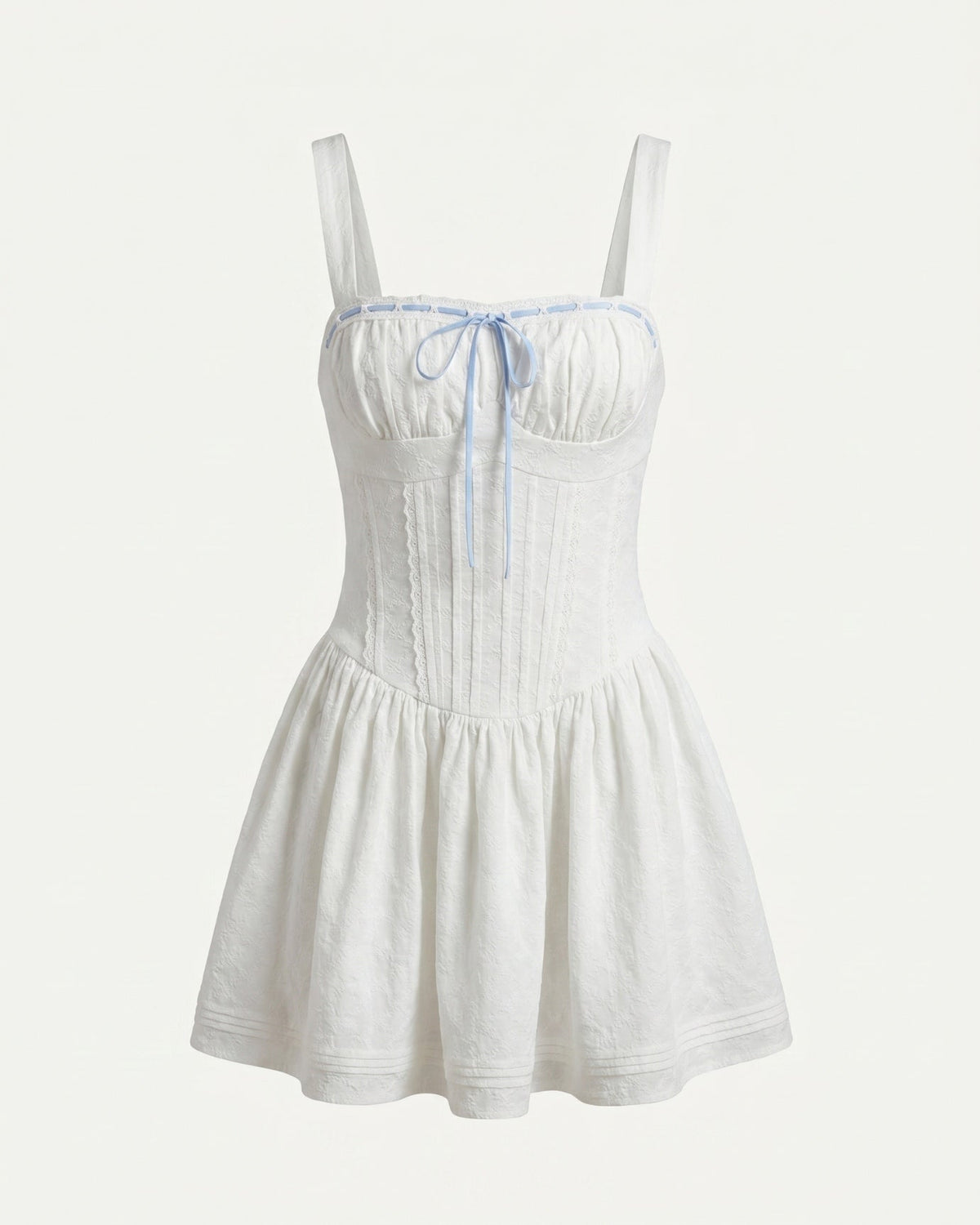 Kiara French Lace Detail Tailored Polyamide Dress – White – view 1