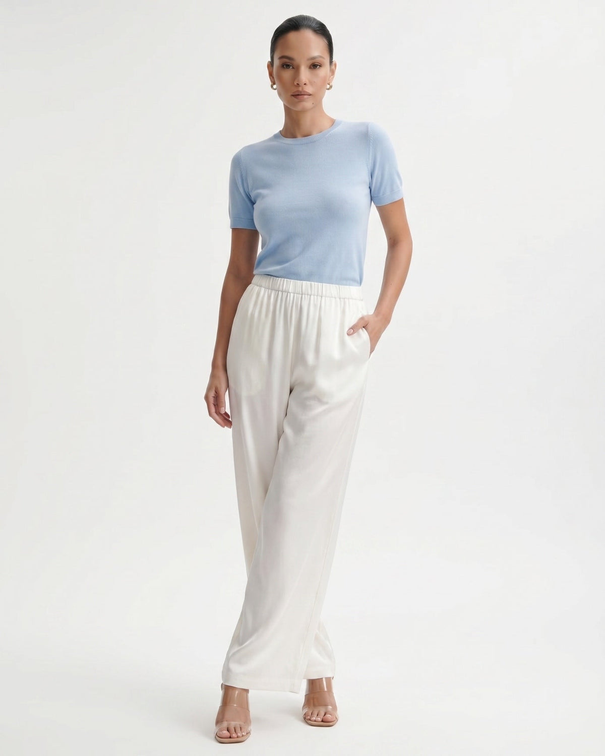 Brit Armonia Wide Leg Silk Blend Trousers with Relaxed Waist – view 11