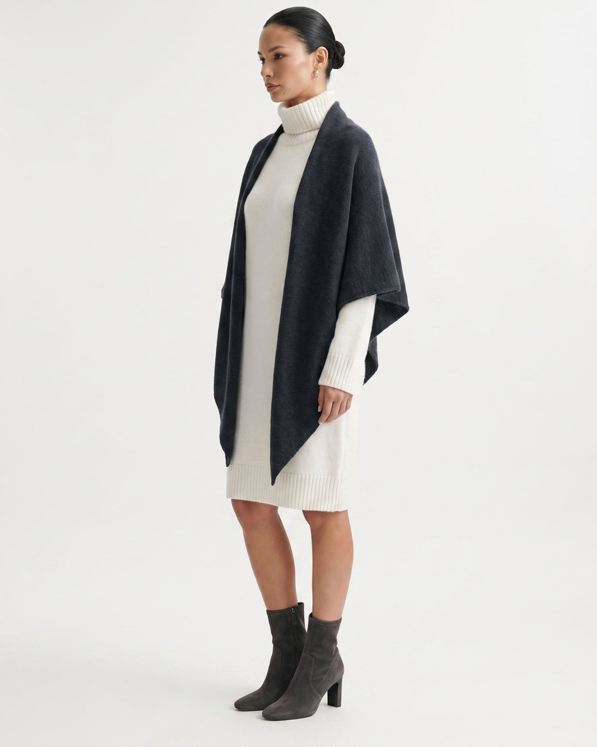 Kira Cashmere Thickened Knit Triangle Shawl Wrap – view 14