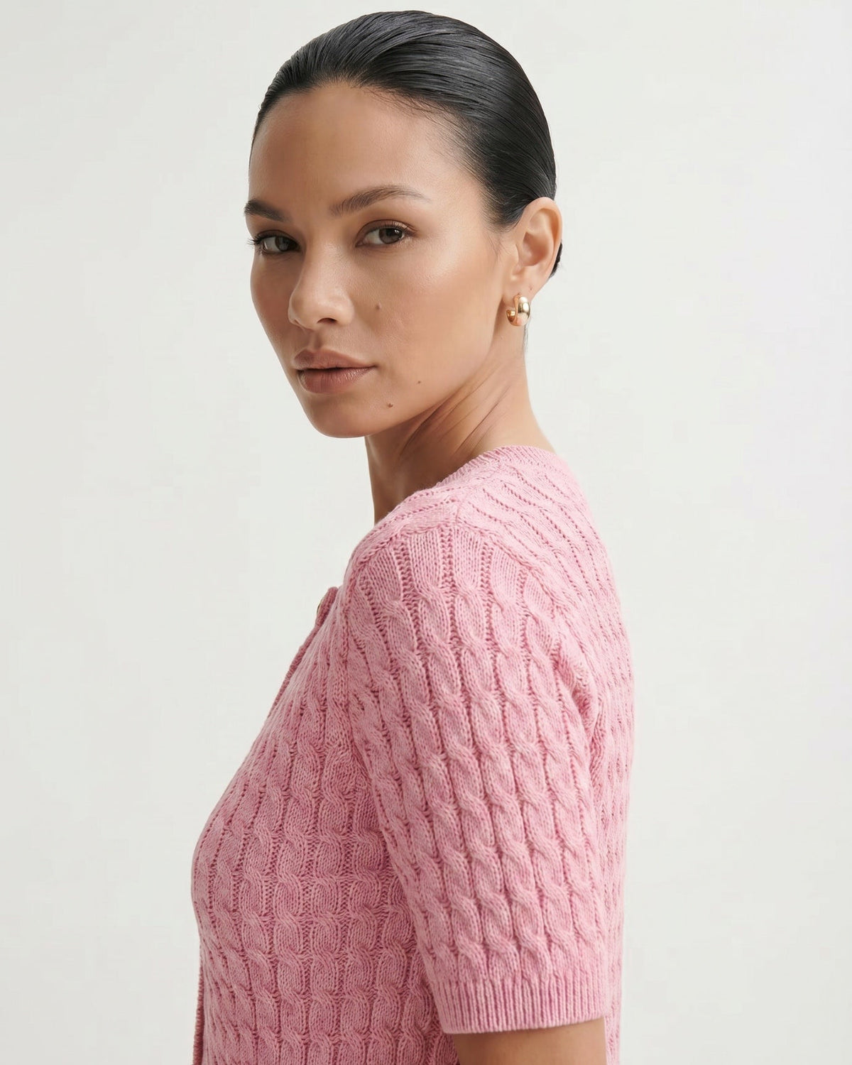 Slim Fit Short Sleeve Cropped Knitted Cardigan – view 17