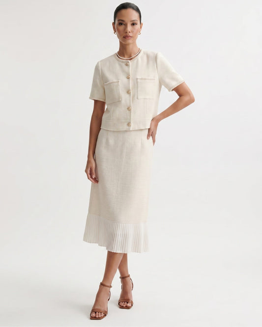 Lauren Tailored Fluid Viscose Blend Suit Set – Apricot