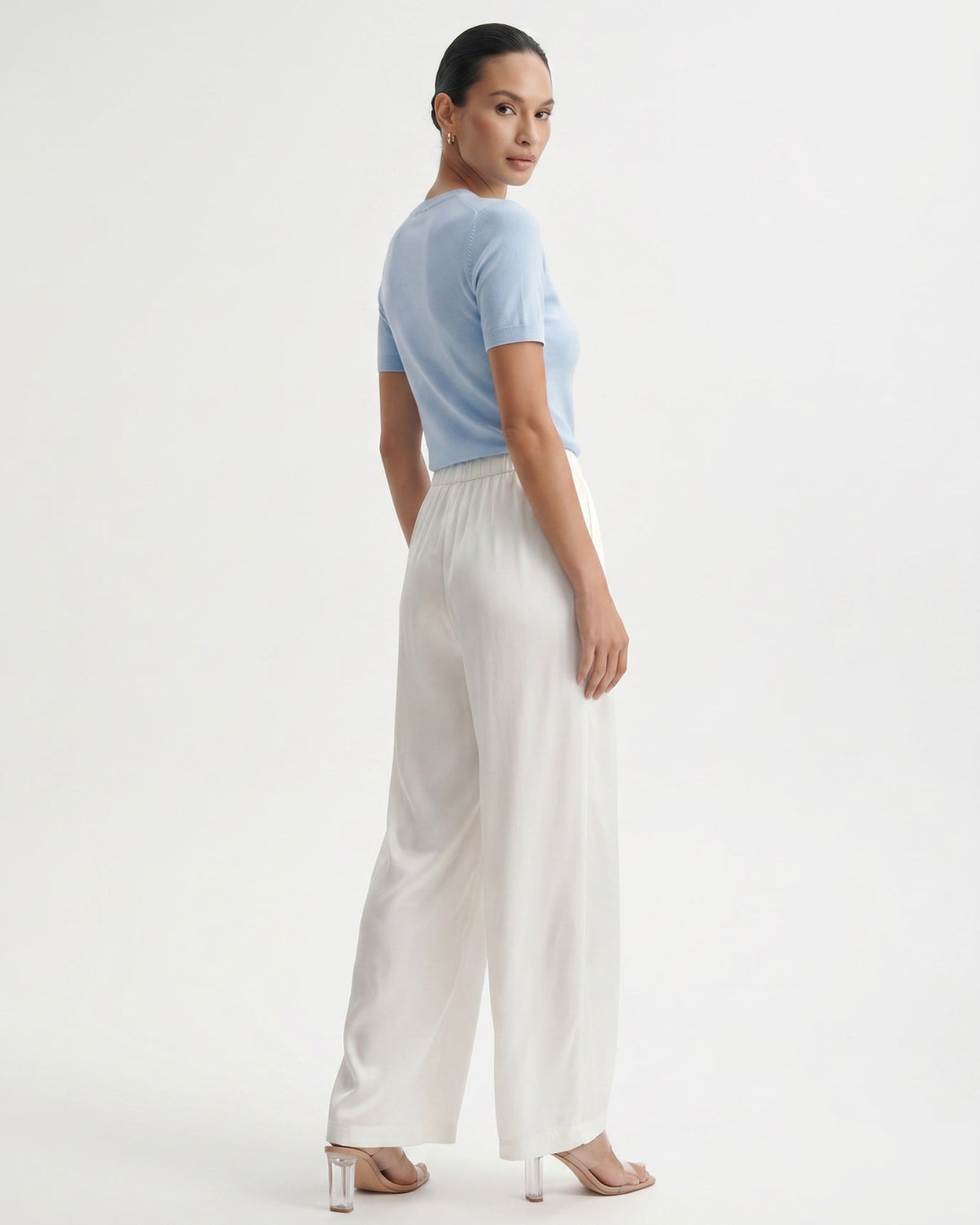 Brit Armonia Wide Leg Silk Blend Trousers with Relaxed Waist – view 13
