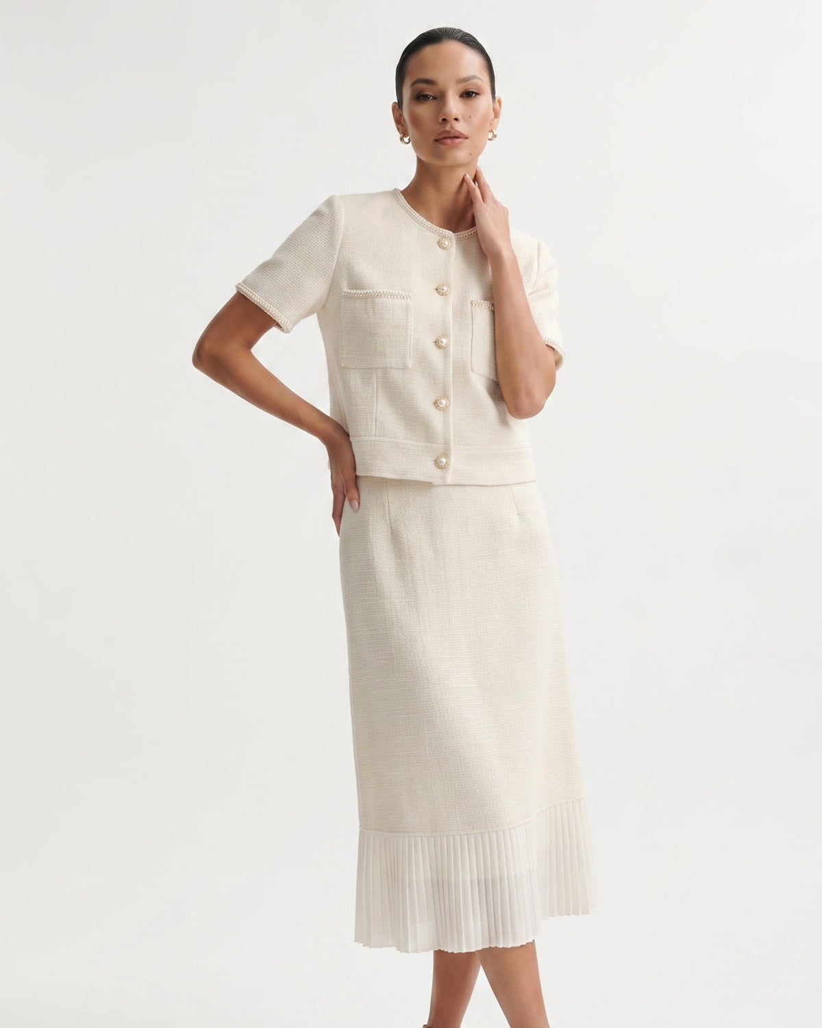 Lauren Tailored Fluid Viscose Blend Suit Set – Apricot – view 3