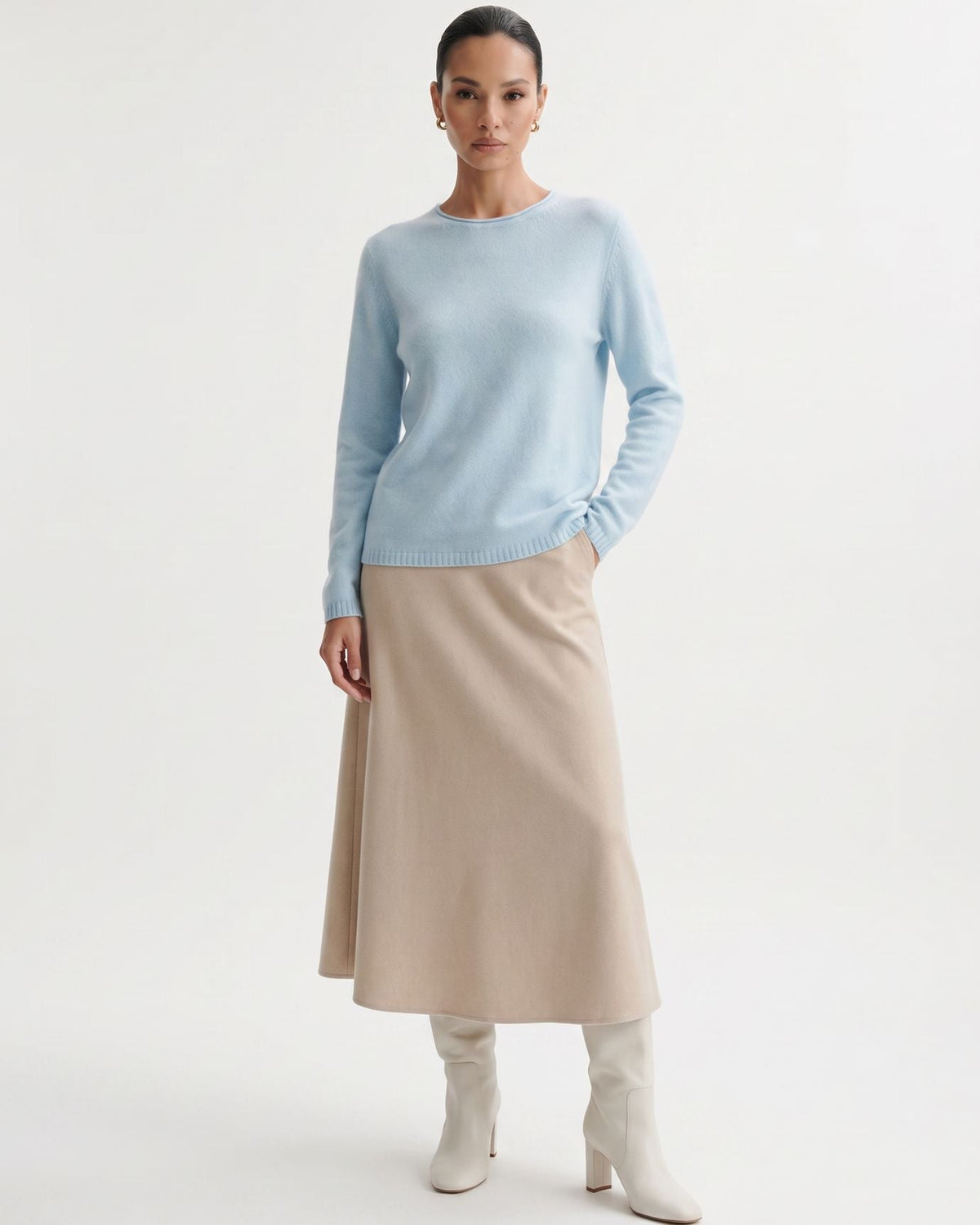 Olivia Short Sleeve Pure Cashmere Polo Top with Shaped Waist