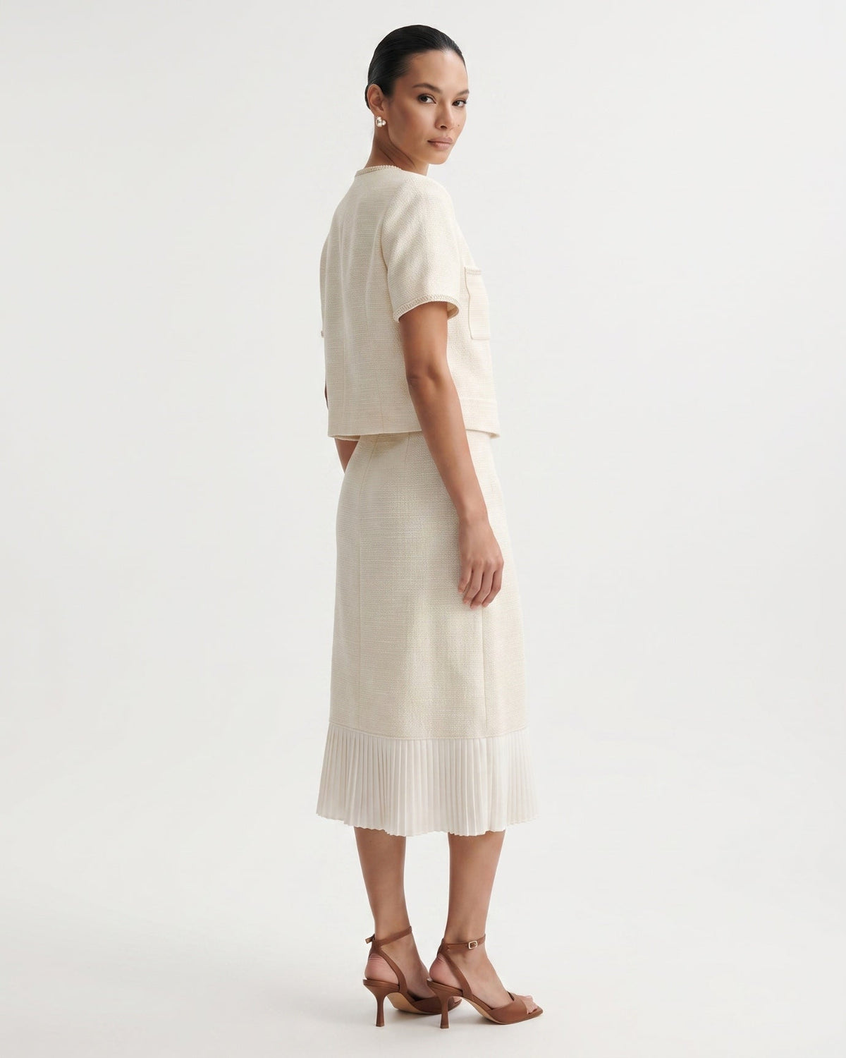 Lauren Tailored Fluid Viscose Blend Suit Set – Apricot