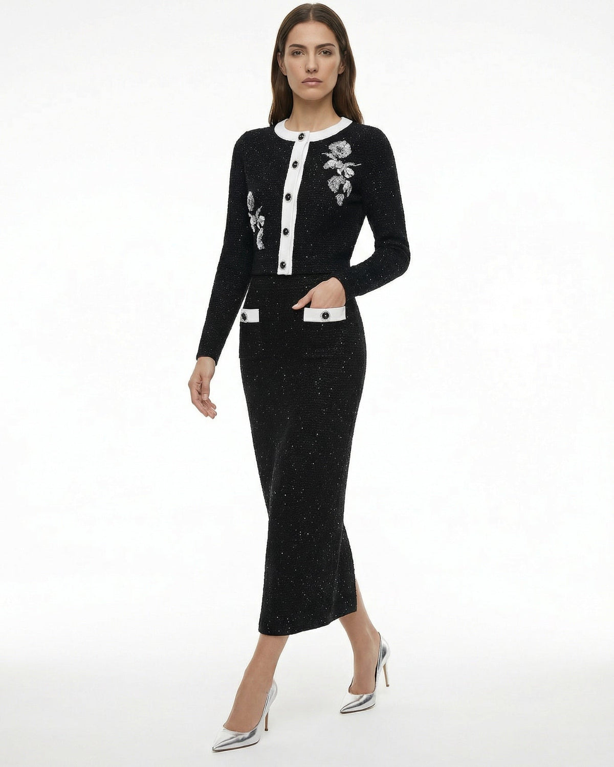 Cyndie Knitted Jacket and High-Waisted Skirt Co-ord Set