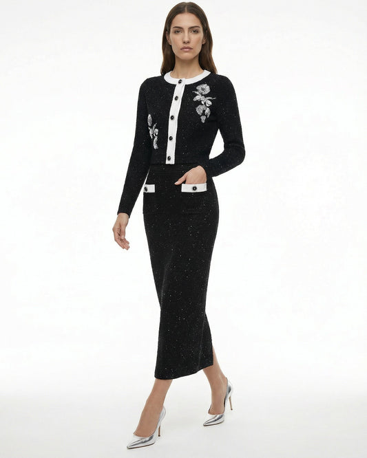Cyndie Knitted Jacket and High-Waisted Skirt Co-ord Set