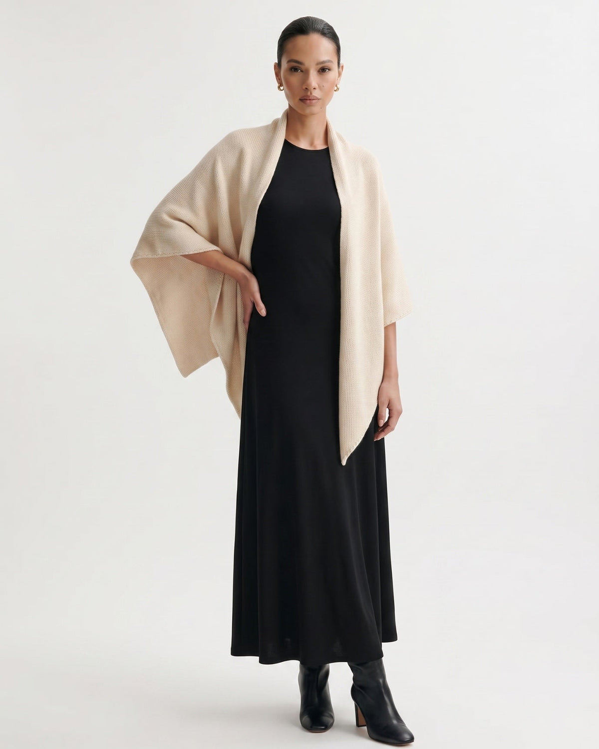 Kira Cashmere Thickened Knit Triangle Shawl Wrap – view 18
