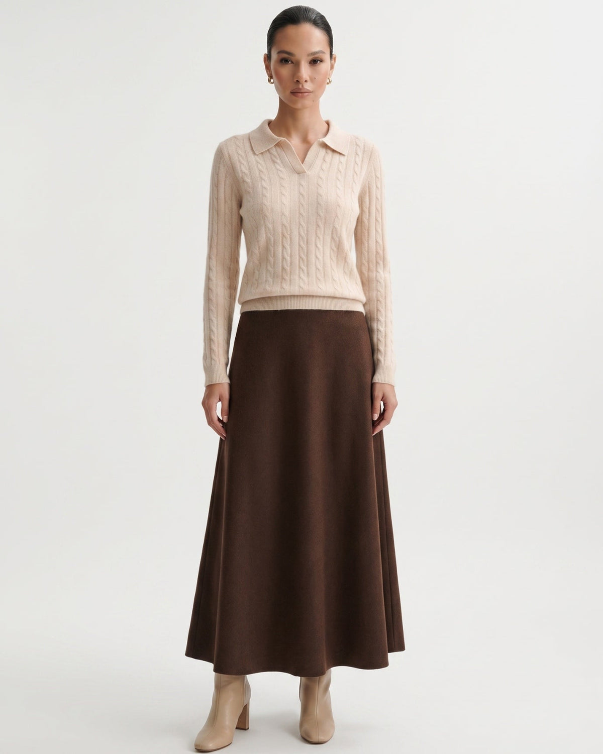 Kira Lightweight Cashmere Polo Collar Ribbed Jumper – view 6
