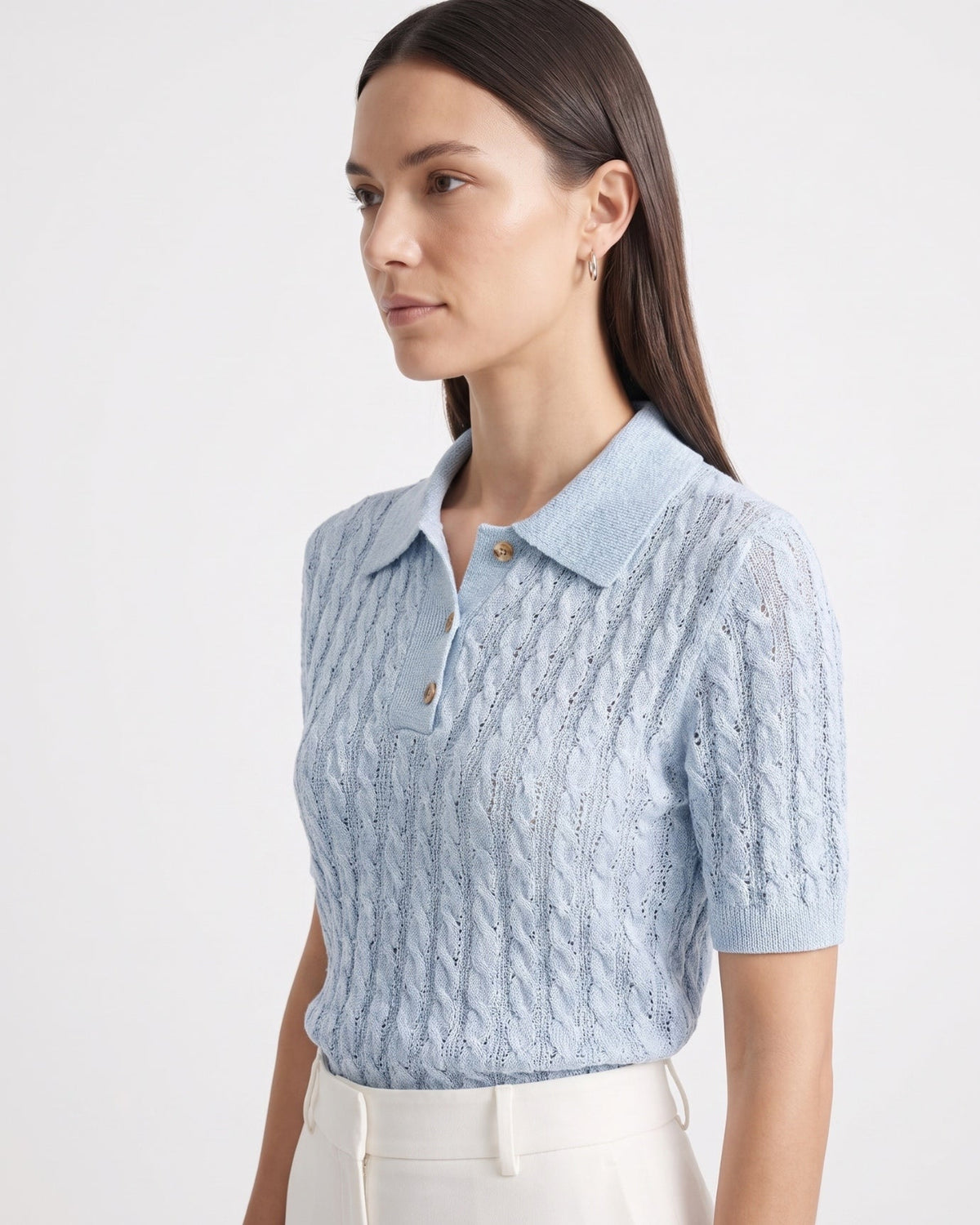 Diana Seamless Slim Fit Lightweight Knit Polo Top