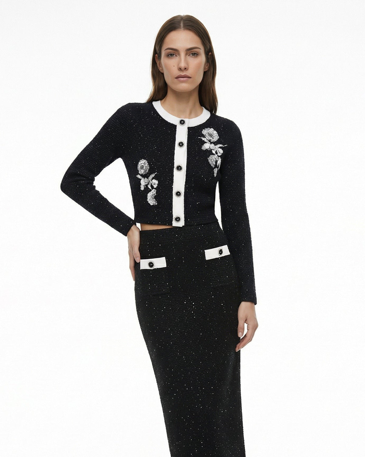 Cyndie Knitted Jacket and High-Waisted Skirt Co-ord Set