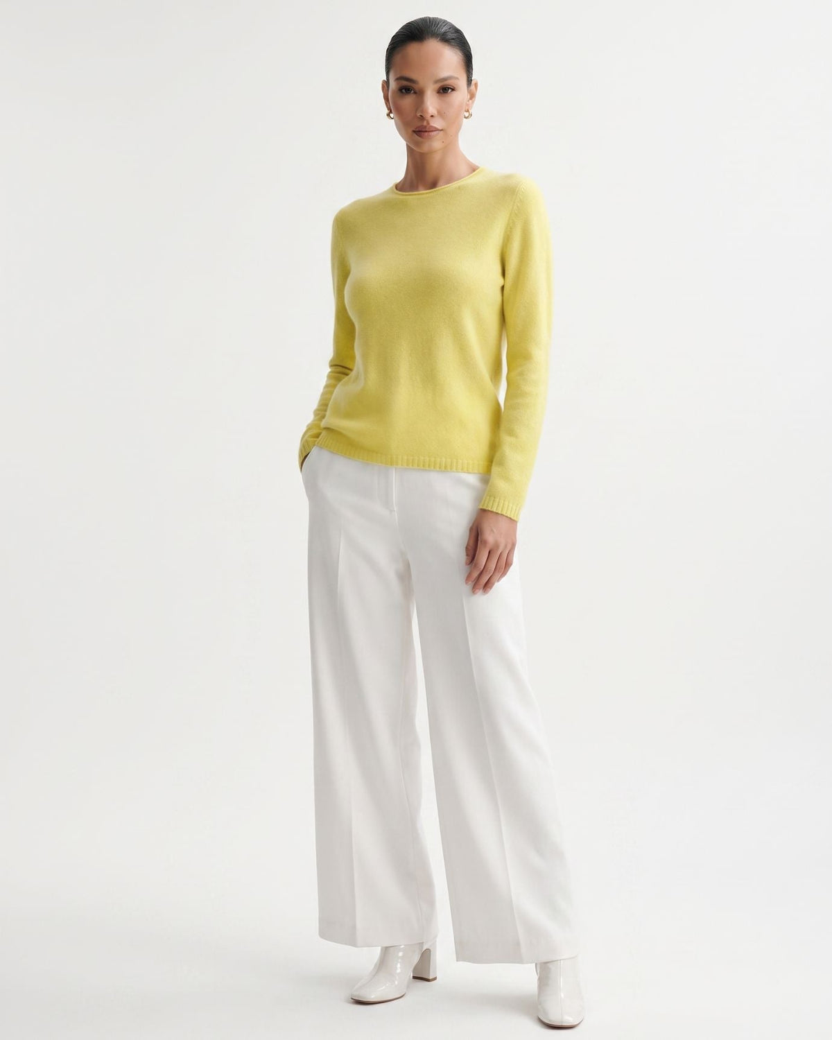 Olivia Short Sleeve Pure Cashmere Polo Top with Shaped Waist
