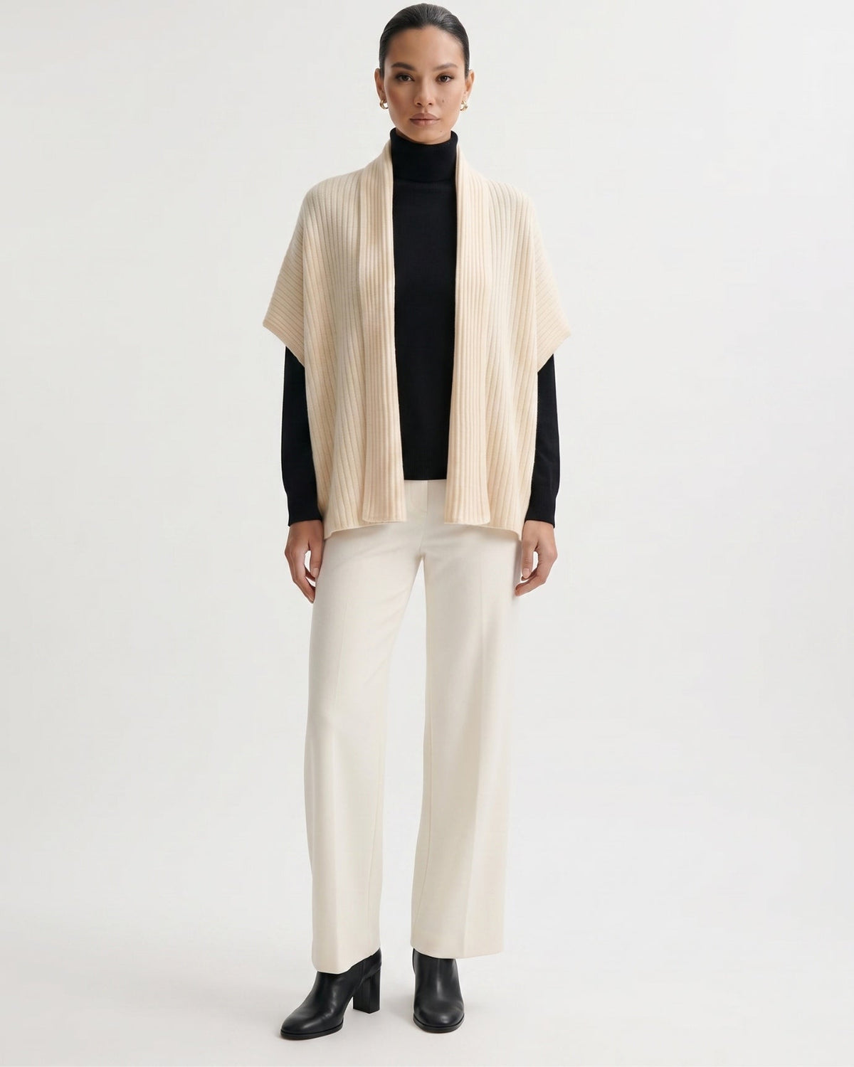 Soft Pure Cashmere Shawl Wrap with Delicate Draped Edges – view 2