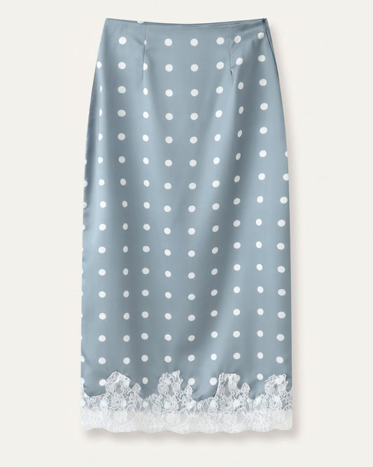 Divina Intricate Lace Polyamide Skirt with Fluid Drape