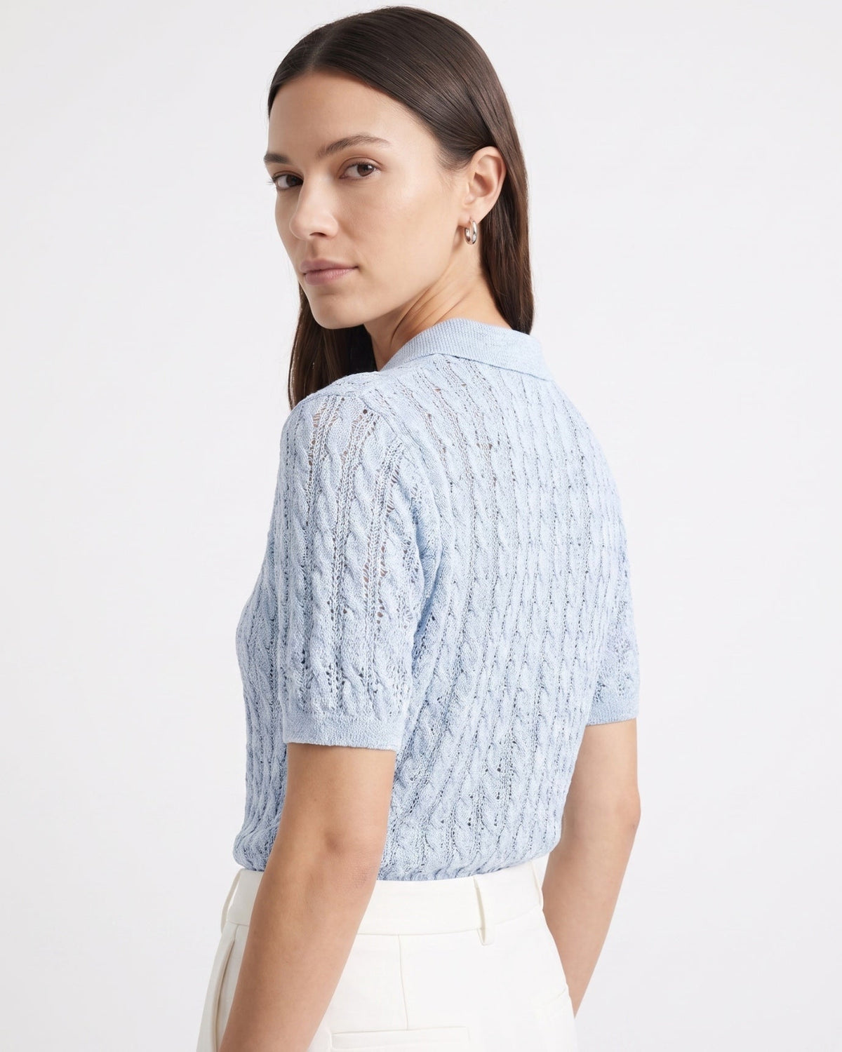 Diana Seamless Slim Fit Lightweight Knit Polo Top – view 4