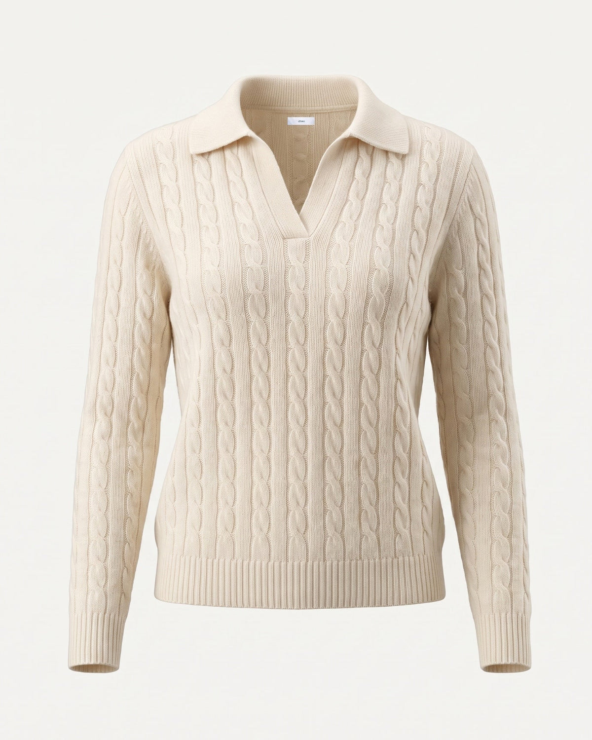 Kira Lightweight Cashmere Polo Collar Ribbed Jumper – view 9