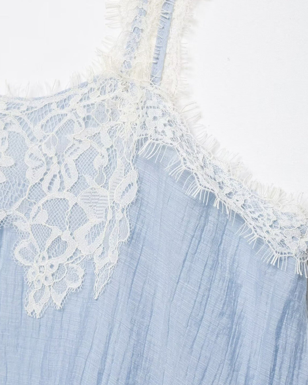 Lace Cropped Top and Skirt Two-Piece Co-ord Set – Light Blue