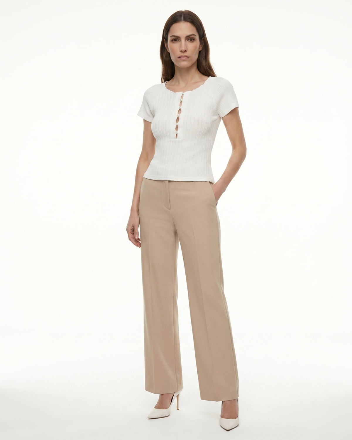 French Dreamy Silky Fluid Drape Tailored Shirt Top – White