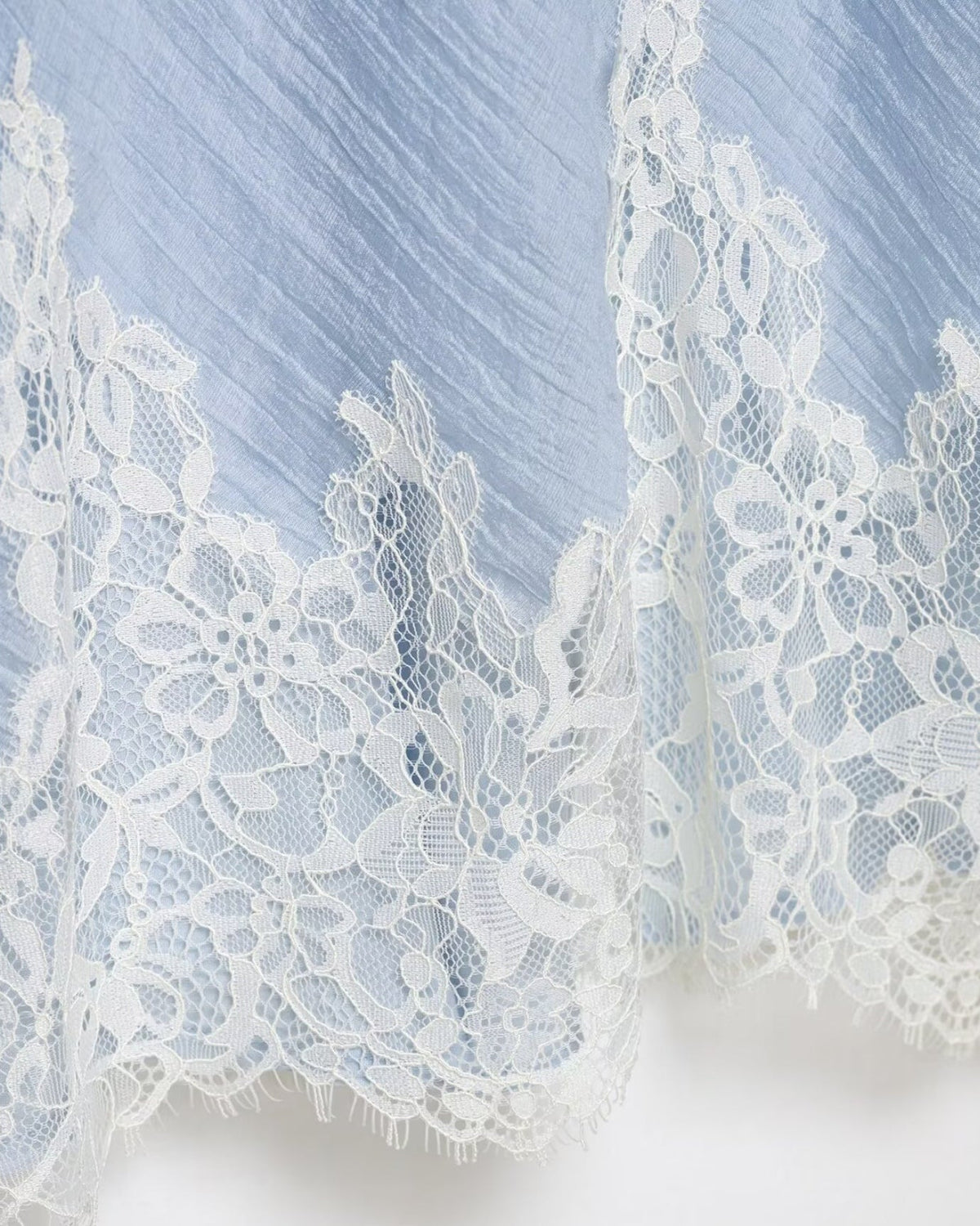 Lace Cropped Top and Skirt Two-Piece Co-ord Set – Light Blue