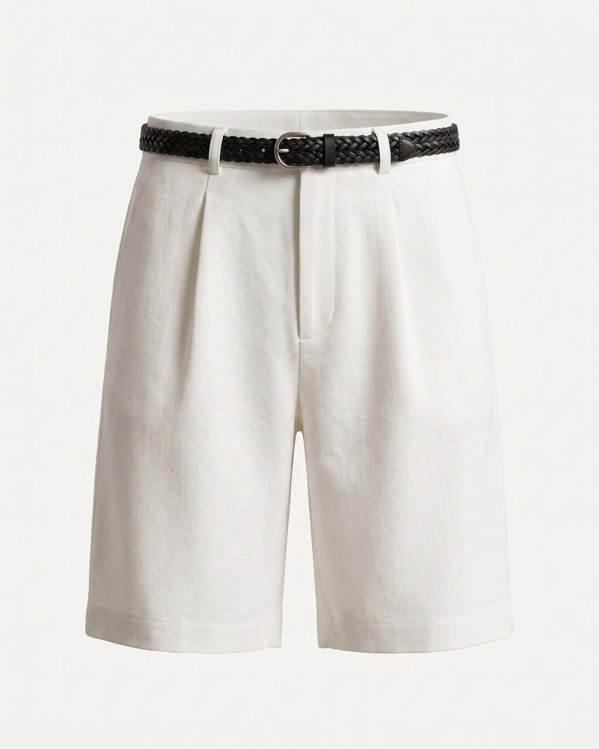 Lightweight Linen Shorts with Integrated Waist Belt – Hemp Color – view 1