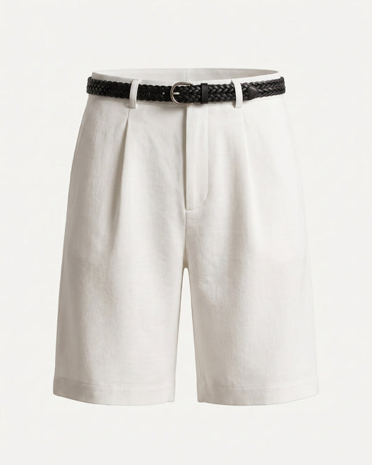 Lightweight Linen Shorts with Integrated Waist Belt