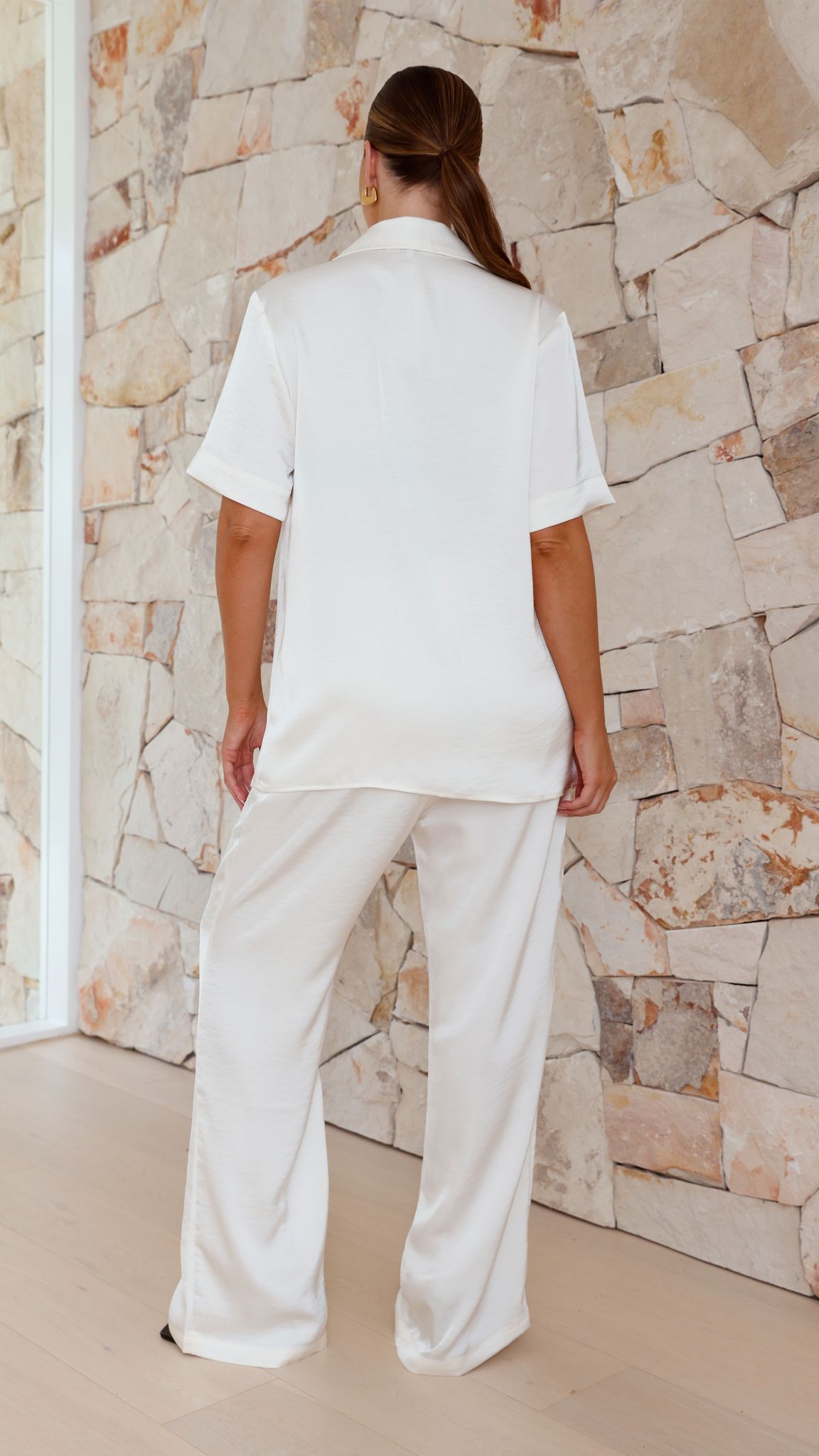 Imogen Polo Collar Oversized Button Shirt – Cream – view 23