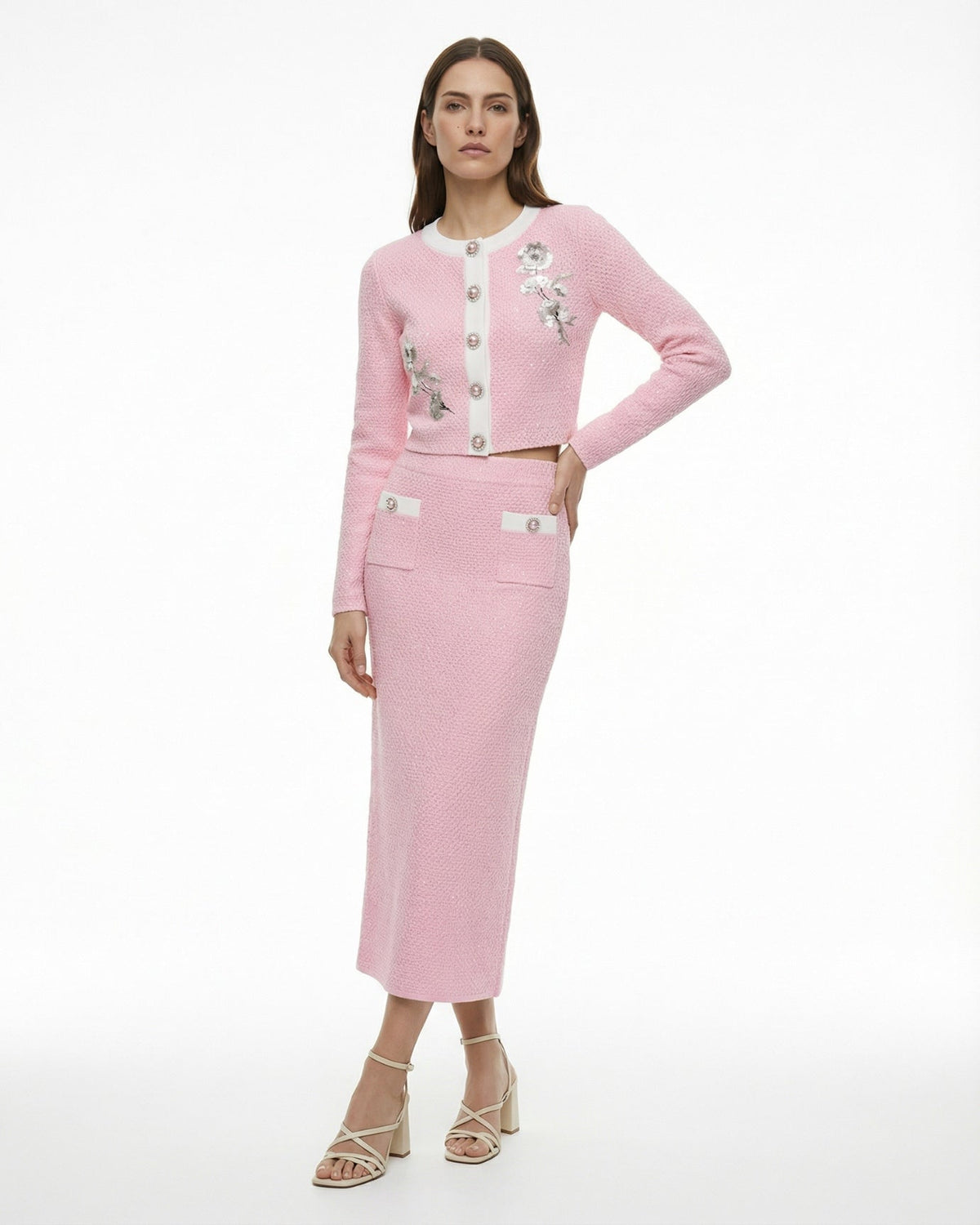 Cyndie Knitted Jacket and High-Waisted Skirt Co-ord Set
