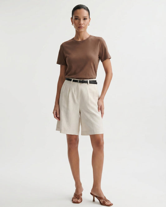 Lightweight Linen Shorts with Integrated Waist Belt