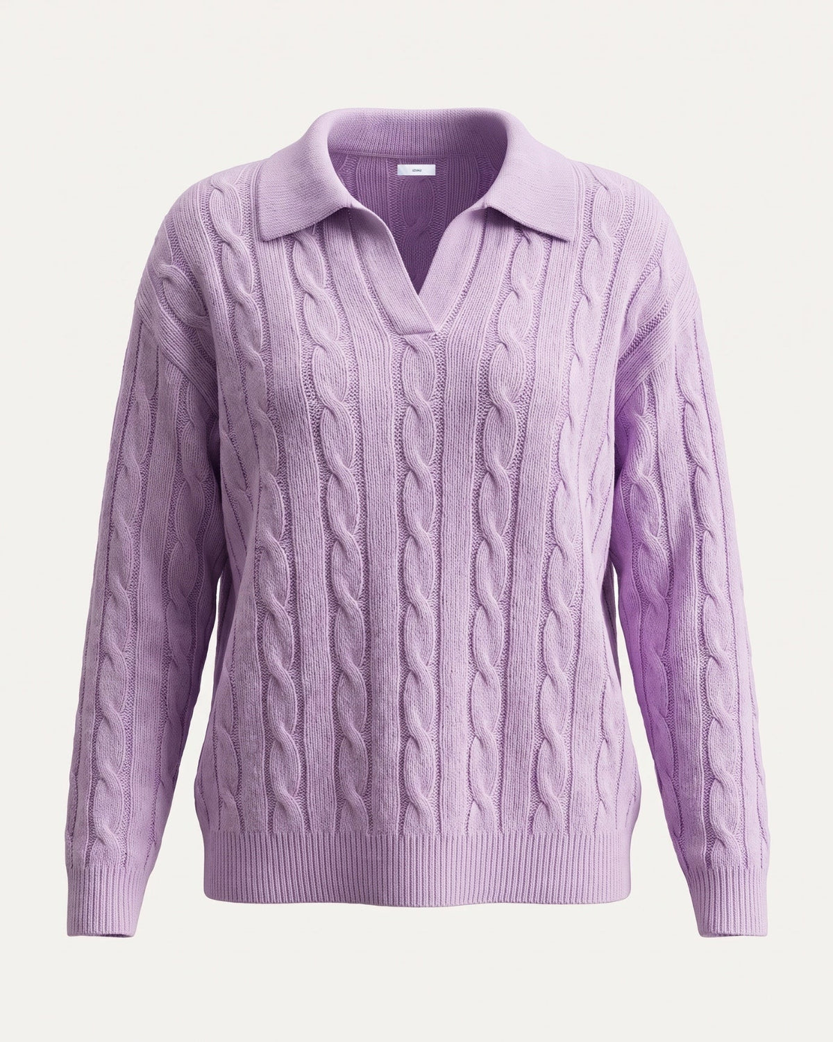 Dina Cashmere and Mulberry Silk Oversized Long Sleeve Polo Top – view 4