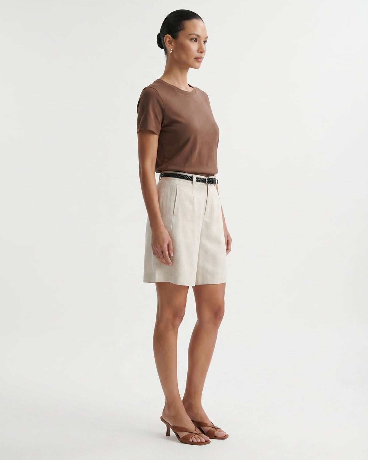 Lightweight Linen Shorts with Integrated Waist Belt