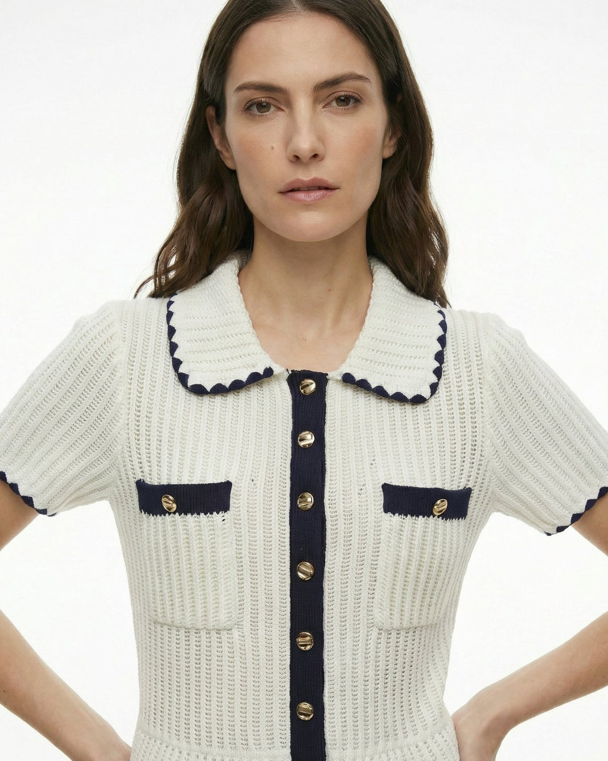Slim Fit Short Sleeve Stretch Viscose Knit Top – White