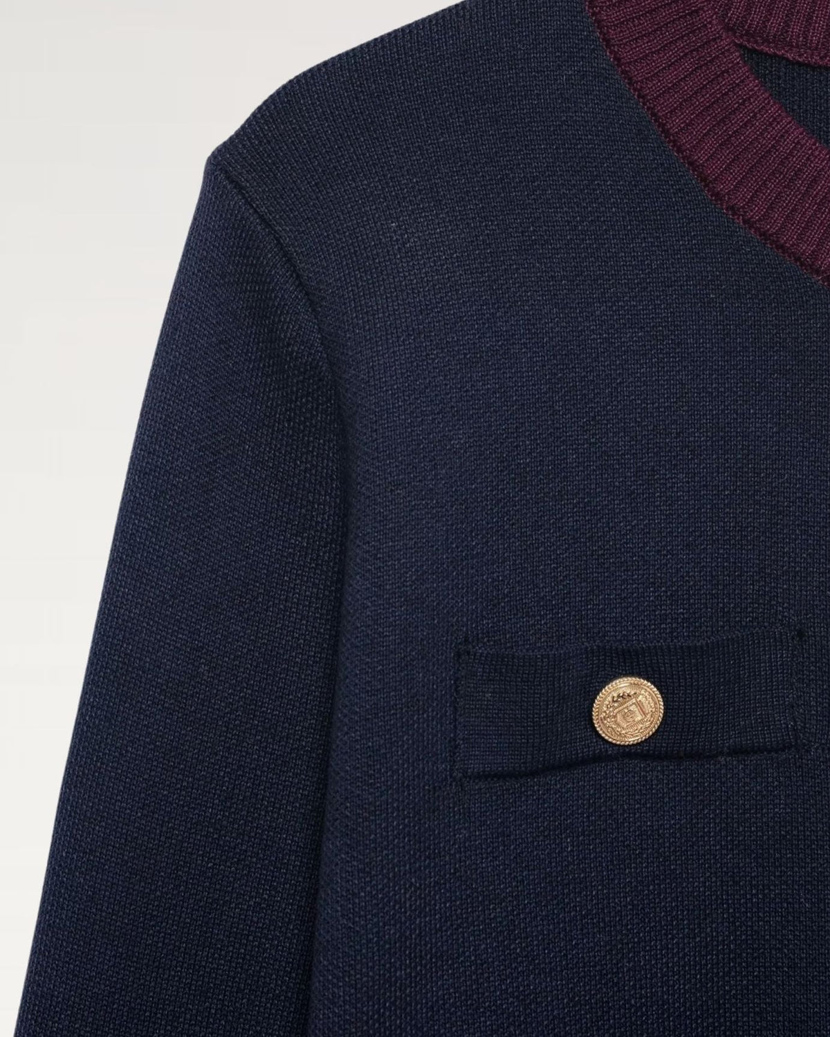 Franziska Slim Fit Ribbed Trim Cardigan with Pearl Buttons – view 11