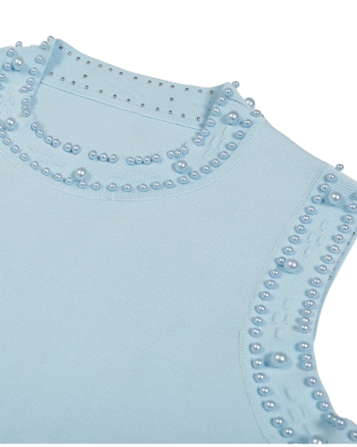 Hamptons Beaded Neck Lace Panel Slim Fit Fishtail Knit Dress