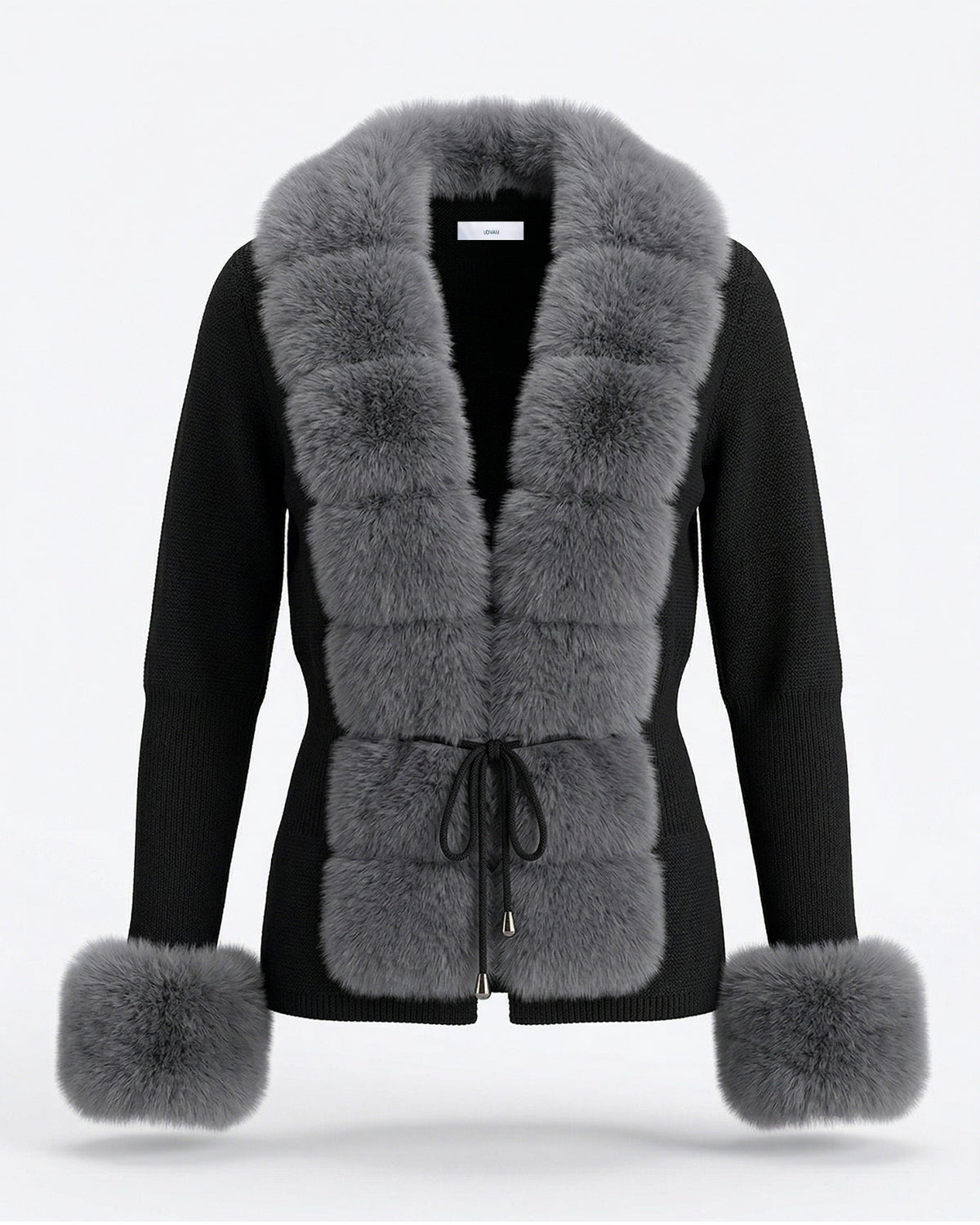 Rinna Cardigan Coat with Faux Fox Fur Collar and Cuffs – view 13