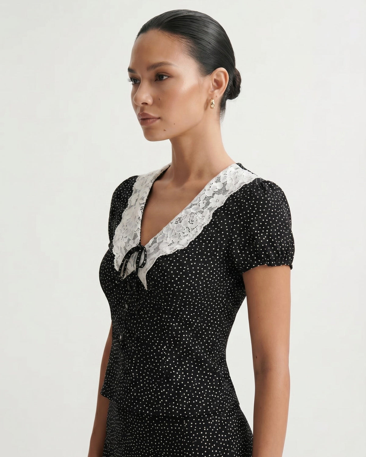 Polka Dot Top and Skirt Two-Piece Co-ord Set – Black