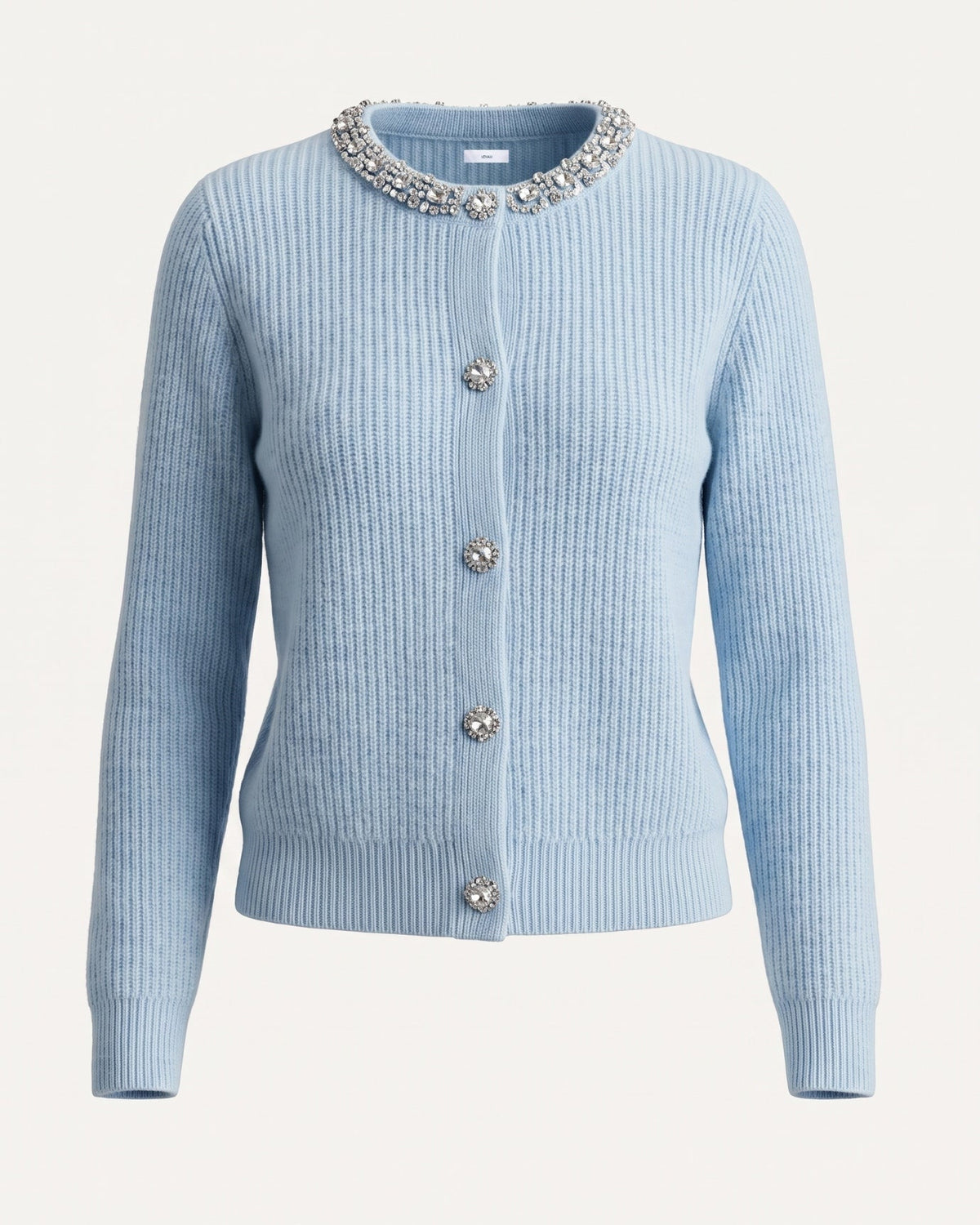 Round Neck Diamond Pattern Knit Pure Cashmere Cardigan – view 5