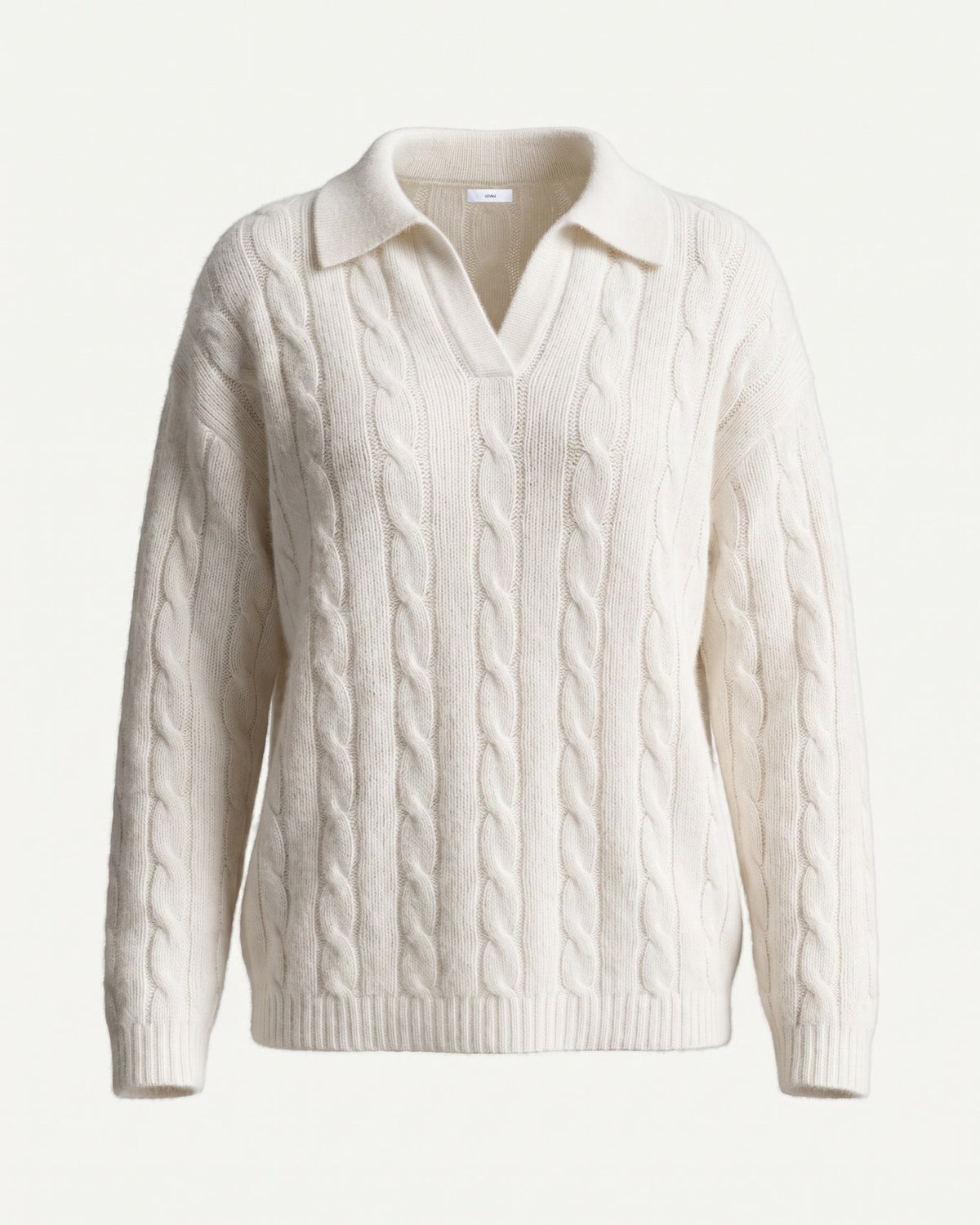 Dina Cashmere and Mulberry Silk Oversized Long Sleeve Polo Top