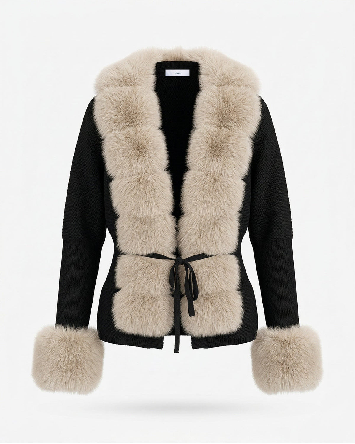Rinna Cardigan Coat with Faux Fox Fur Collar and Cuffs – view 16