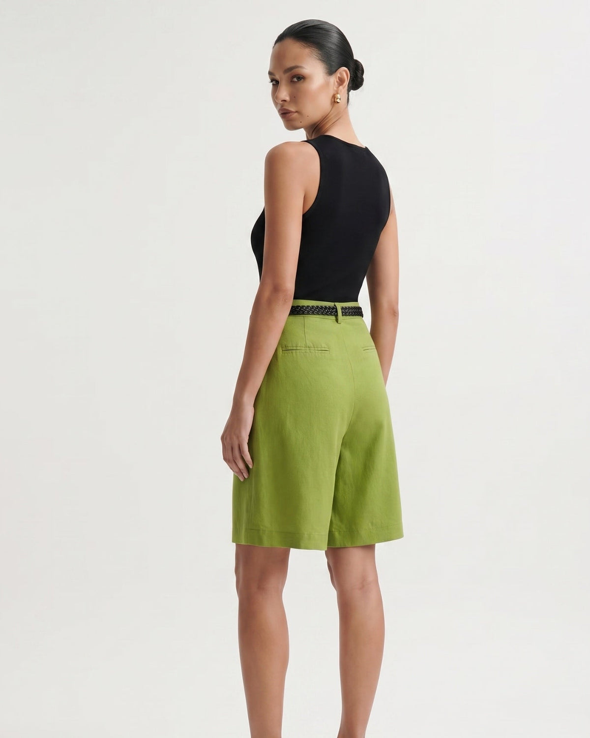 Lightweight Linen Shorts with Integrated Waist Belt