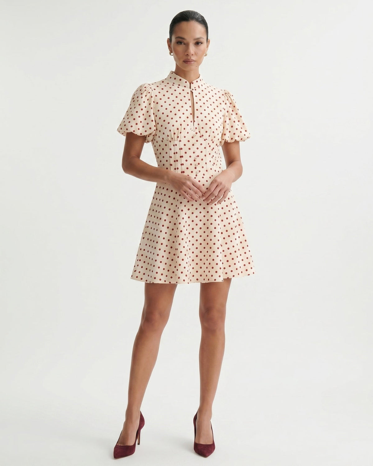 Marbella Polka Dot Dress with Voluminous Puff Sleeves