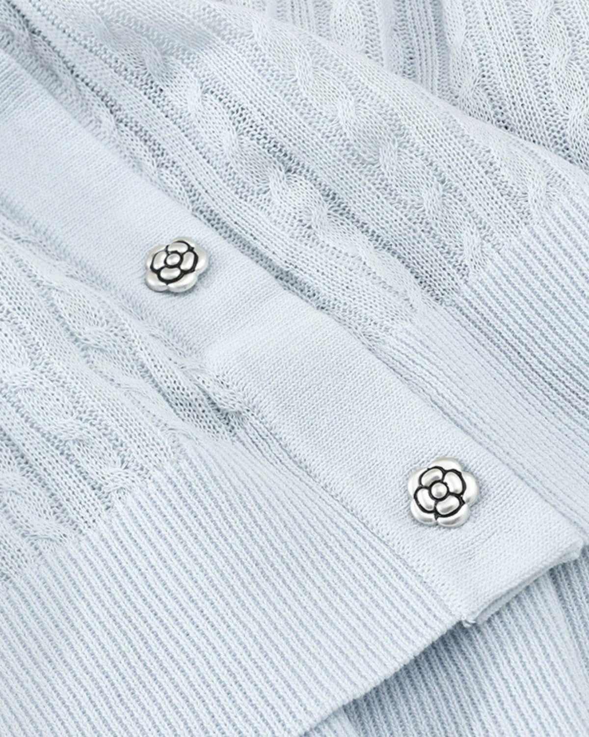 Tailored Knit Polo Top with Denim Lapel Collar – view 8