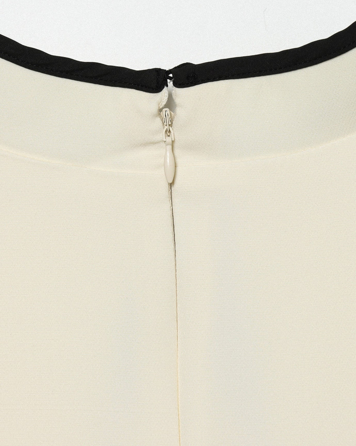 Sleeveless Stretch Mini Dress with Black Linear Detailing – Off White