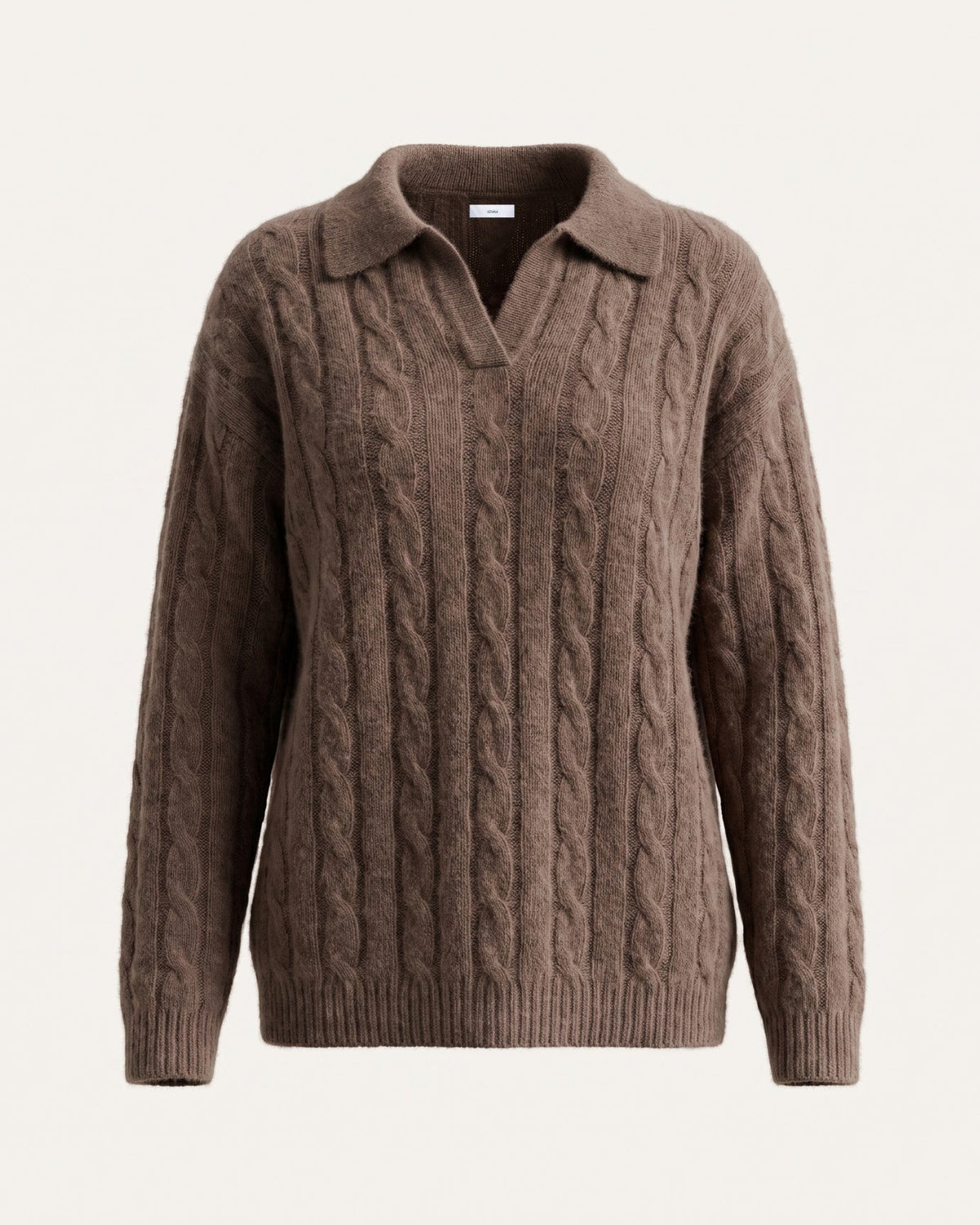 Dina Cashmere and Mulberry Silk Oversized Long Sleeve Polo Top