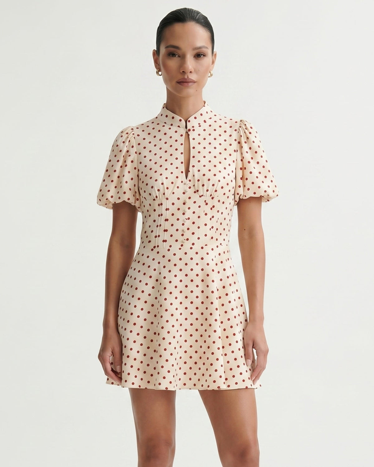 Marbella Polka Dot Dress with Voluminous Puff Sleeves – view 6