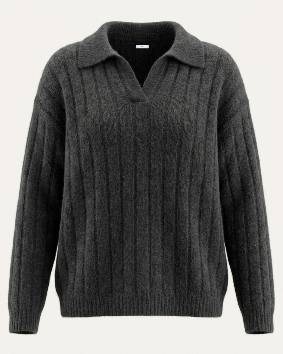 Dina Cashmere and Mulberry Silk Oversized Long Sleeve Polo Top